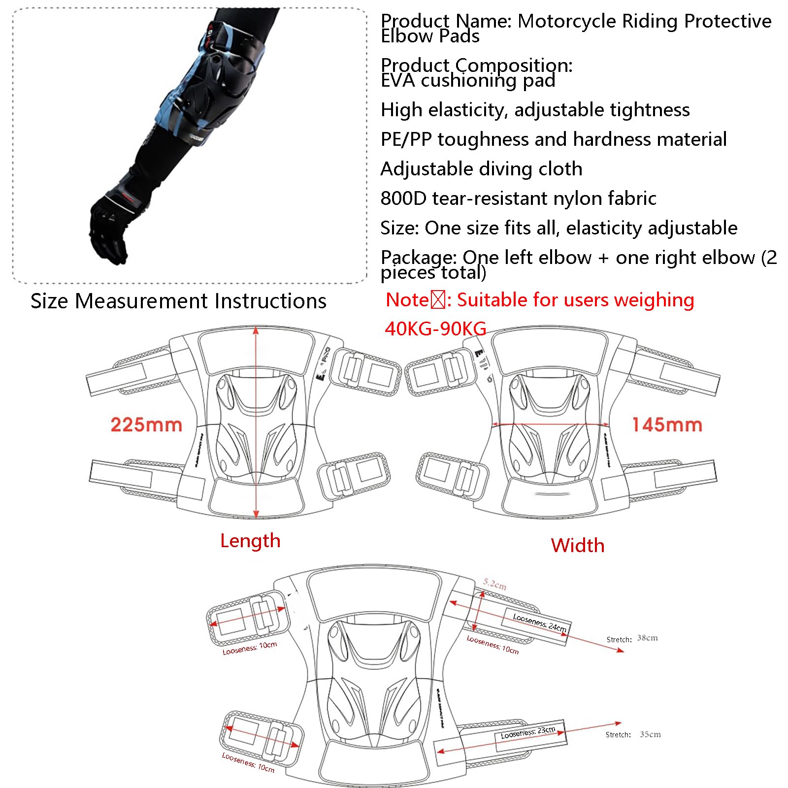 Coudières Réglables pour Adultes, Certifiées CE, Protections Anti-Impact pour Les Bras, Idéales pour La Moto Le Motocross Le Dirt Bike Le VTT Le Quad Et Le Cyclisme Tout-Terrain