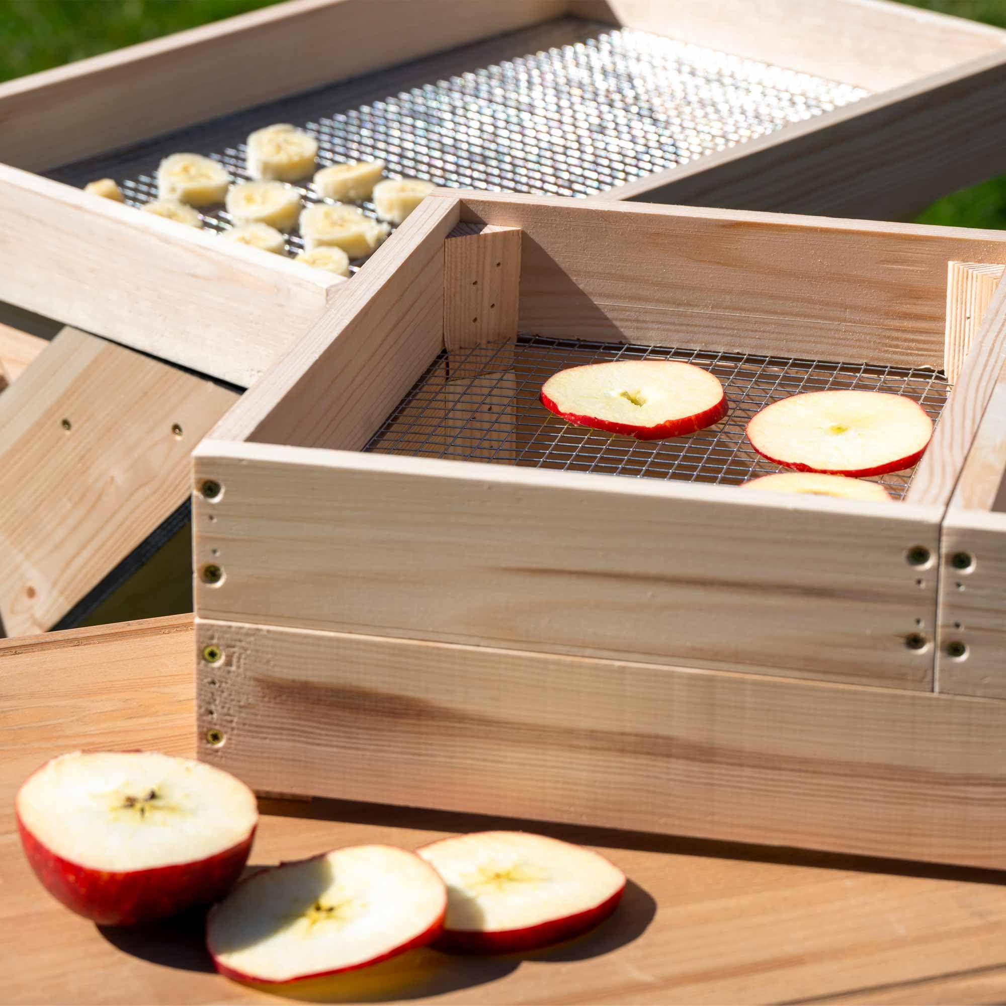 dobar® Essiccatore Solare in Legno da Esterno per Frutta e Verdura - Grande essiccatore per essiccare Erbe - Conservazione Naturale di Frutta, Verdura, spezie e Piante medicinali