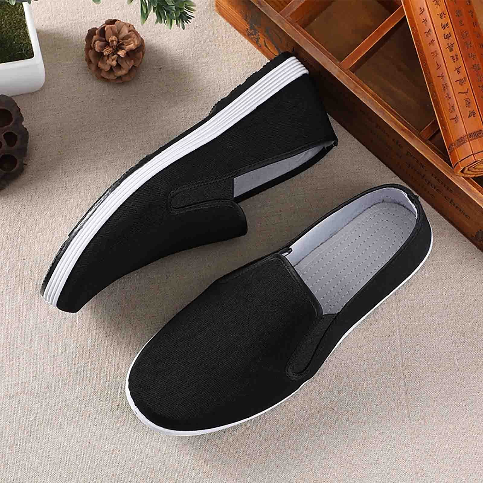Scarpe da Lavoro da Chef Unisex Piatte, Scarpe da Kung Fu in Tessuto della Vecchia Pechino, Scarpe Tradizionali Cinesi, Scarpe da Ginnastica in Tela Fatte a Mano con Suola in Gomma