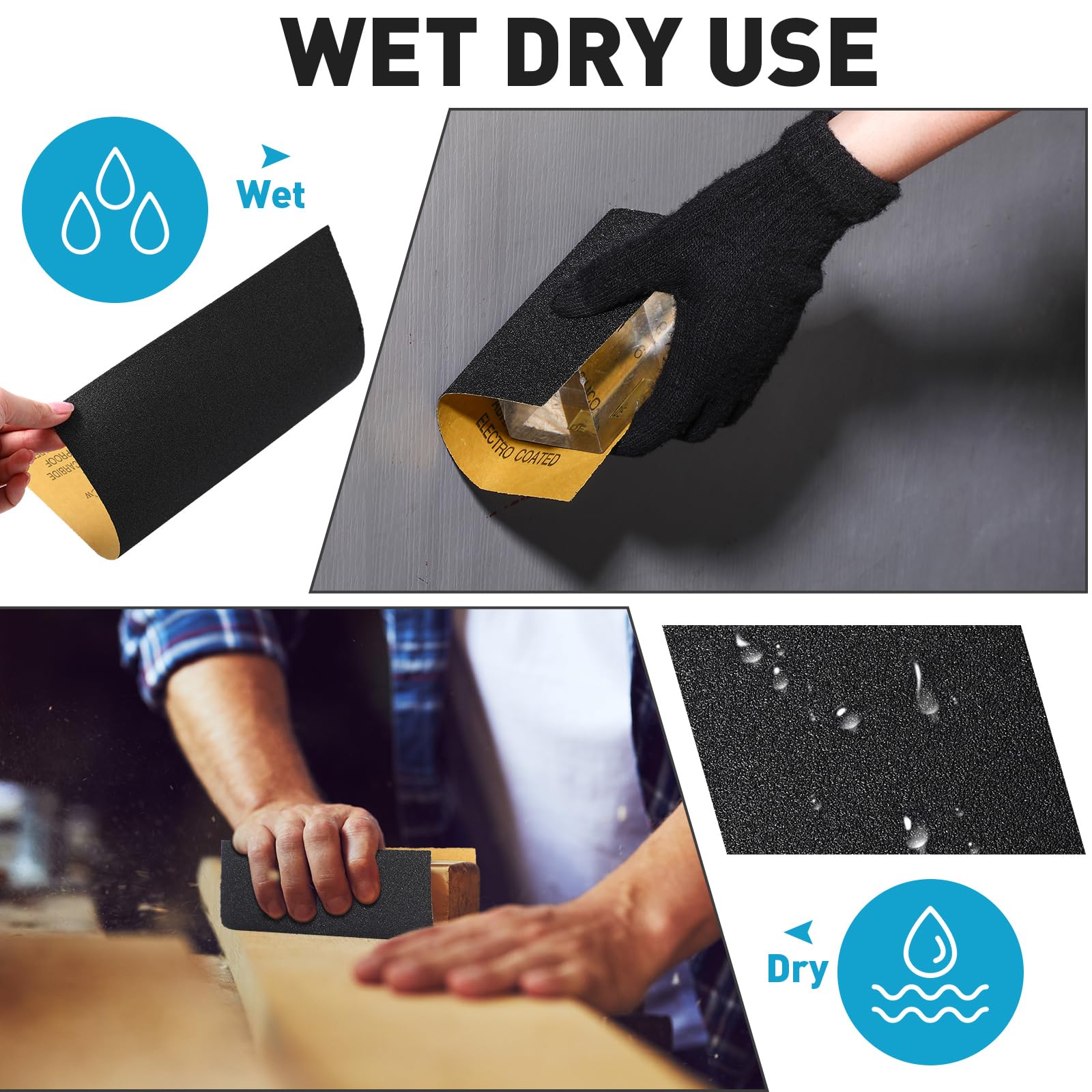 112 Stück Schleifpapier 60 bis 2000 sortierte Körnung trocken nass Schleifpapier 22,9 x 27,9 cm wasserdicht Schleifpapier Blätter für Metall Schleifen Holz Möbel Finishing Automotive Polieren