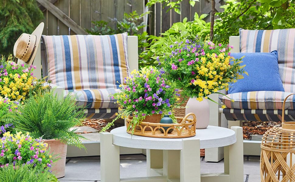 Fiori Artificiali Esterni SOMYTING - 12 Mazzi Resistenti Ai Raggi UV, Decorazione Per Giardino E Casa - Foto 2