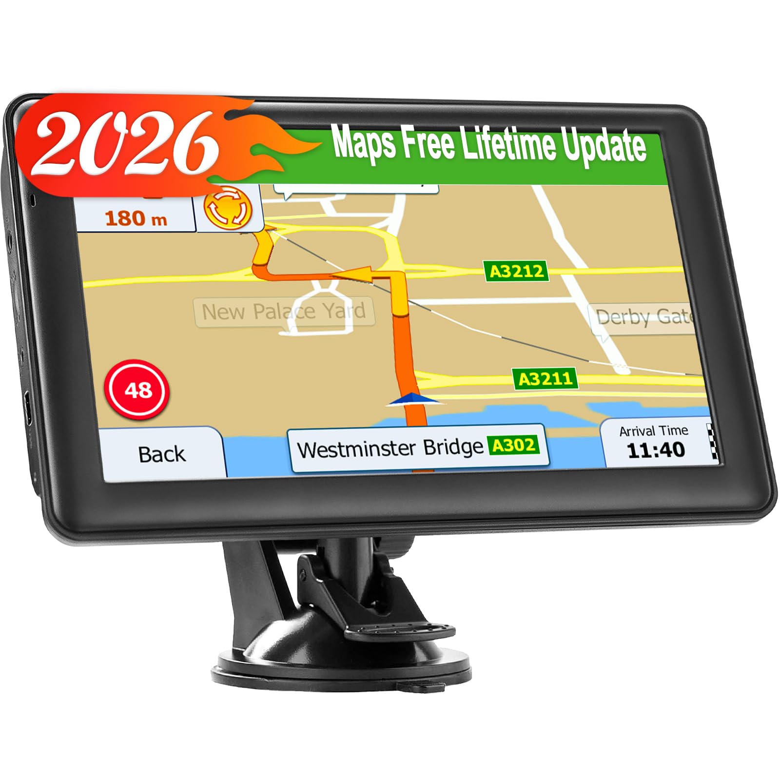 GPS Navigator for Truck Car, 7'' GPS Commercial Drivers 2025 Trucker GPS for Semi Truck (Latest 2026 Maps Free Lifetime Updates) with GPS Navigation Systems, Voice Assist, Speed Limit Warnings