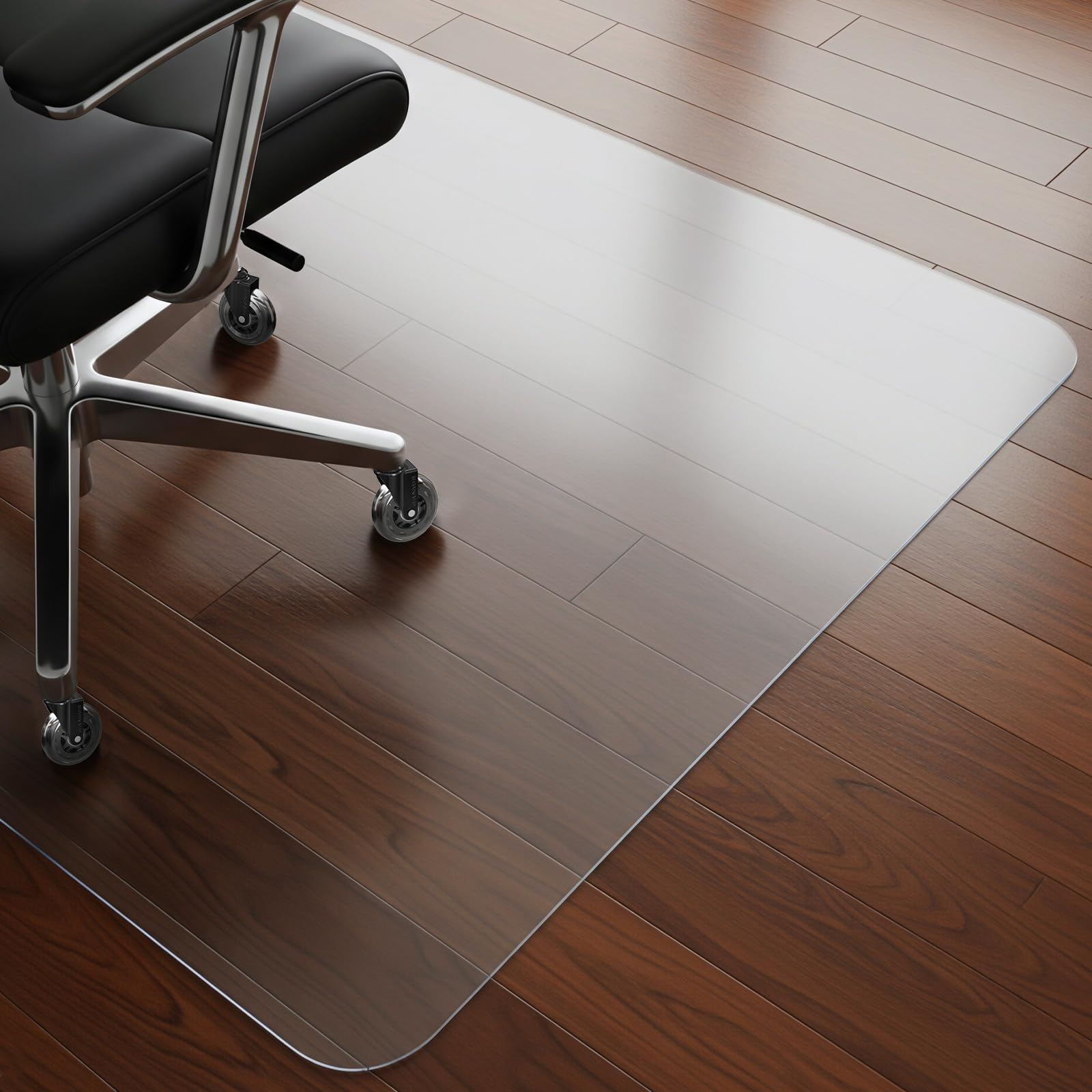 COSYLAND Protector de Suelo para Silla con Ruedas, Alfombra Transparente de Alta Claridad 120 x 120 cm, Tapete de PVC Liso para Oficina, Parquet, Escritorio o Gaming, Antiarrayado y Duradero