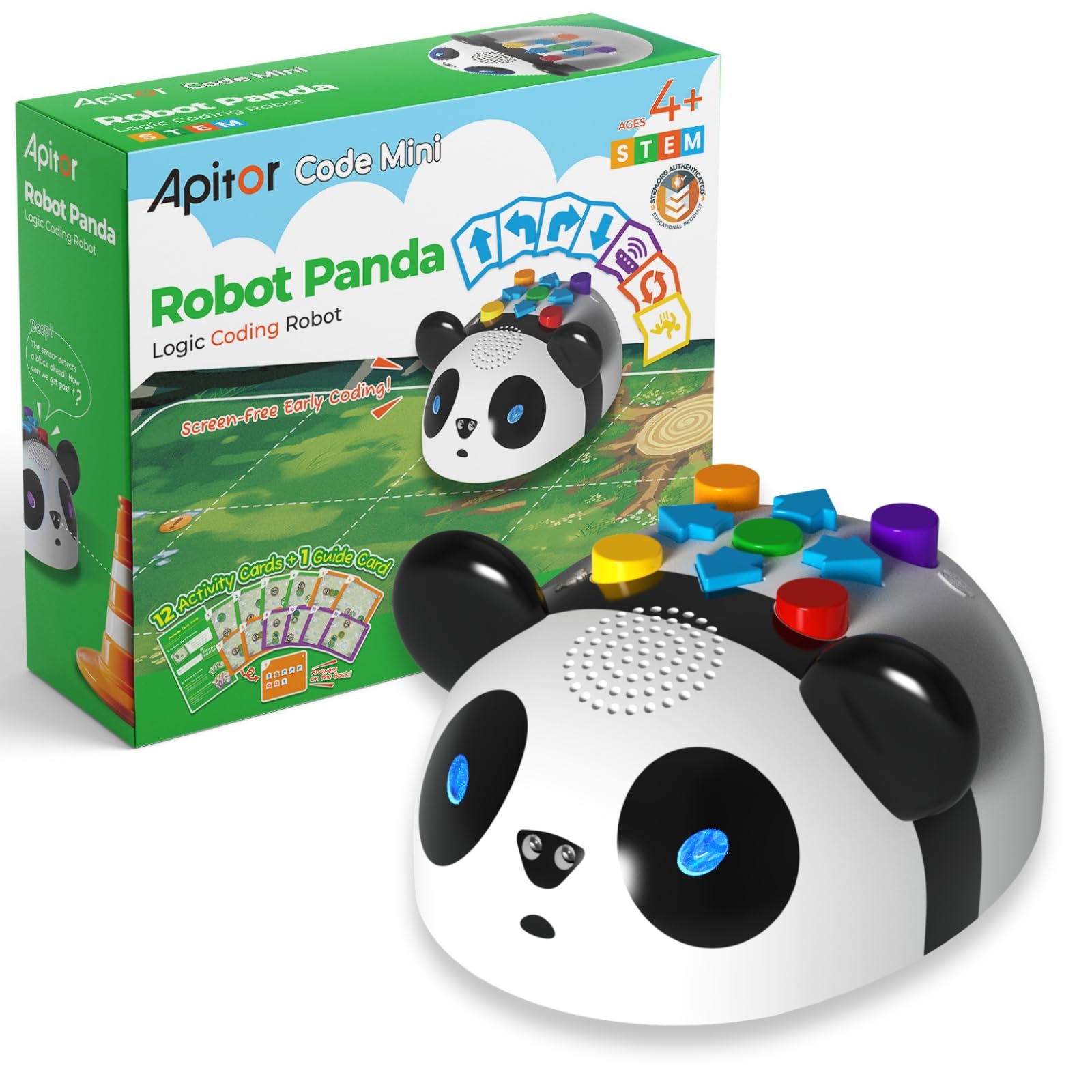 Apitor Robot Panda, Coding Robot for Kids Ages 4-6, Activity Set, 48 Pieces