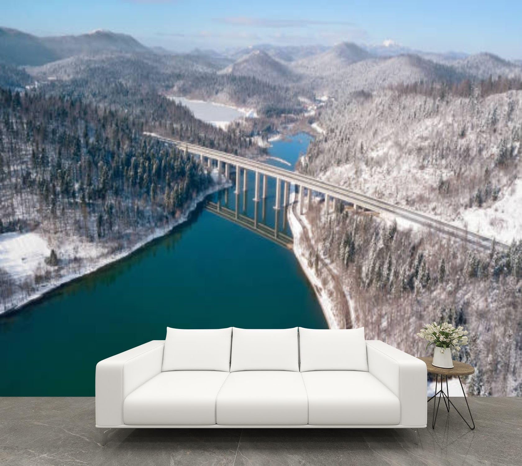 Bajer Lake Canvas Wallpaper Self Adhesive Wall Paper Wall Murals Decal Wall Sticker for Living Room Bedroom Nursery Wall Decor 100"x144"