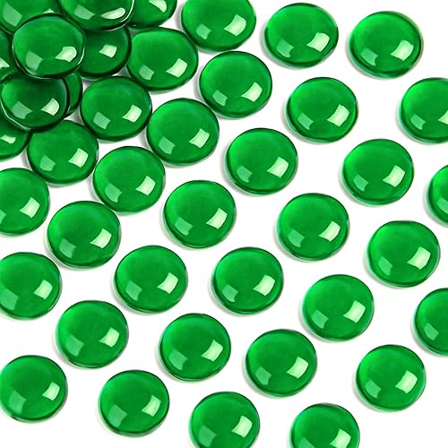 FUTUREPLUSX Canicas de vidrio plano verde de 1 libra, gemas de colores de primera calidad, mármoles decorativos de mosaico de vidrio, piedras lisas