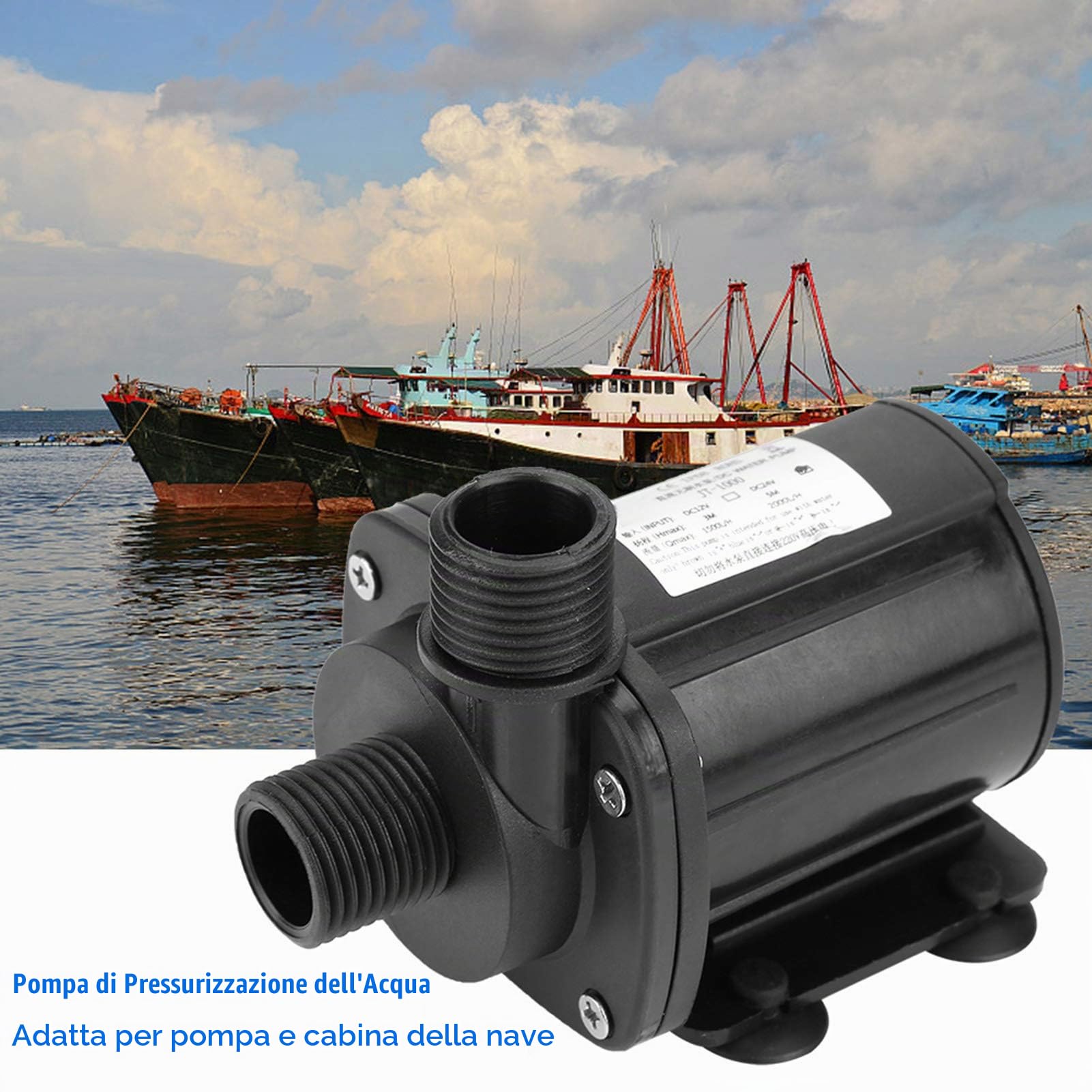 Pompa Acqua Sommersa 24V DC Brushless 2000L/h, Micro Pompa Senza Spazzole per Acquario e Fontana da Giardino, Silenziosa ed Efficienta Energeticamente JT-1000B-24