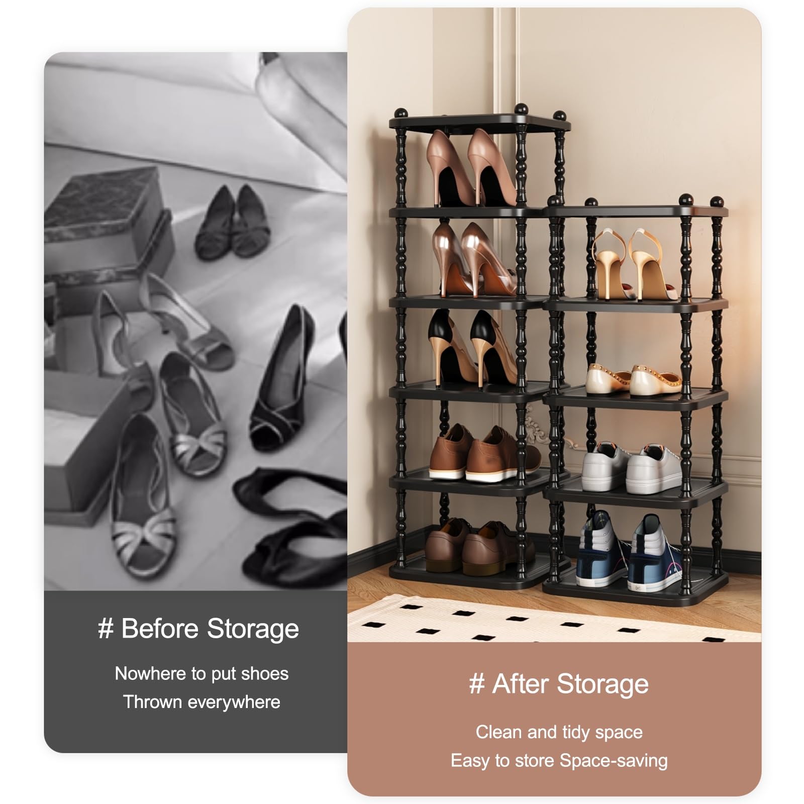 Independent Shoe nizer – Contenitore verticale in plastica per 2/3/4/5/6/7 livelli Design semplice e moderno per armadio scarpe e borse soluzione salvaspazio per la casa