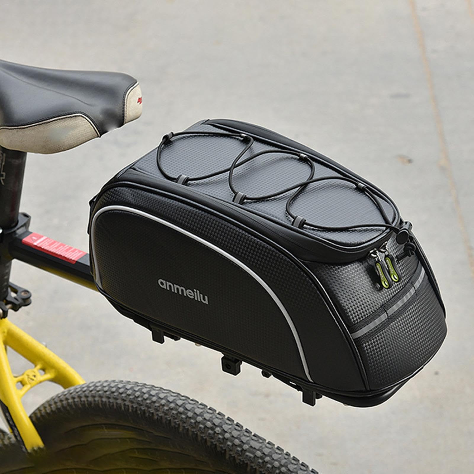Bolsa trasera para portabicicletas Paquete de baúl de 8L para bicicleta | Bolsas de viaje para bicicletas resistentes al agua con tira reflectante Accesorio de ciclismo para motocicletas