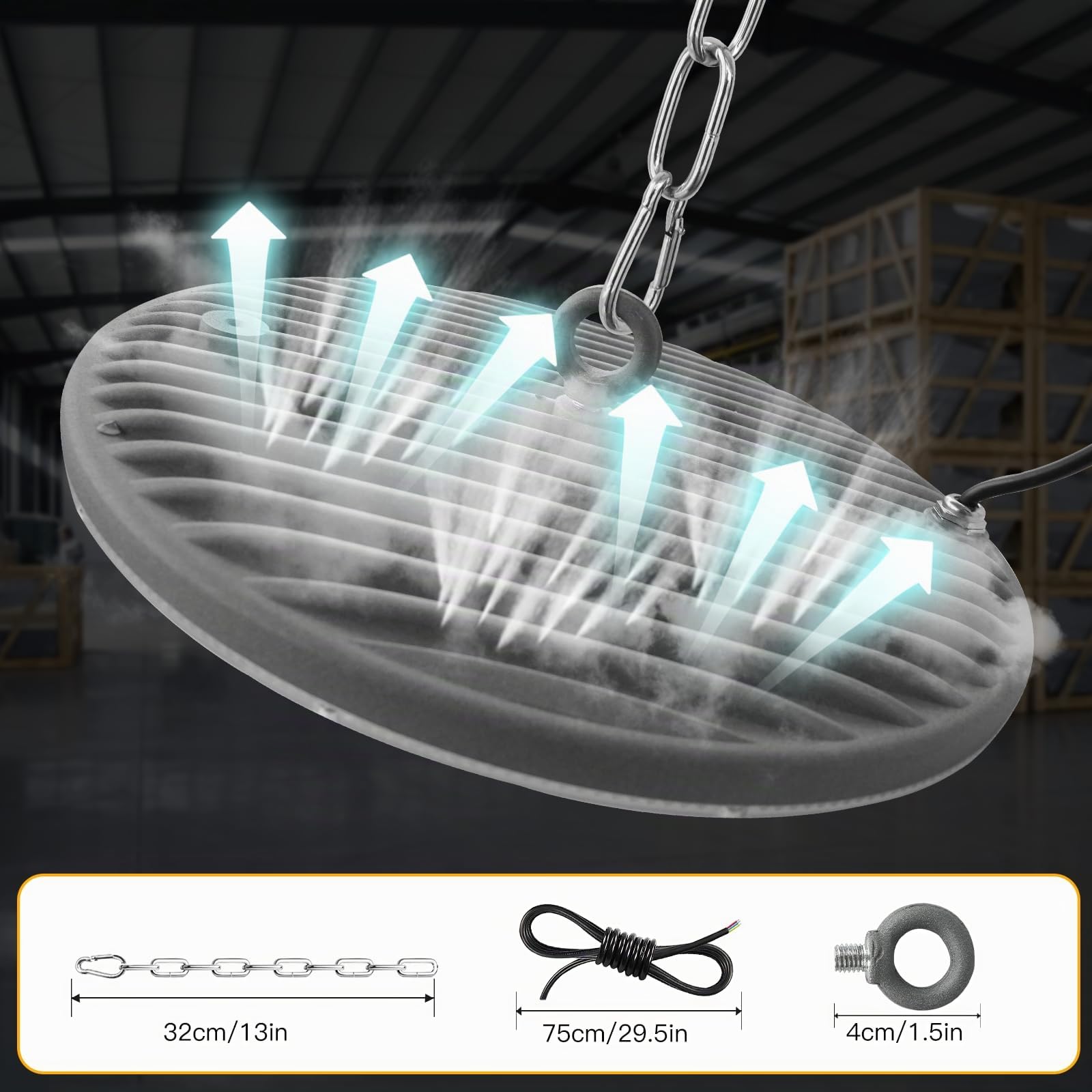 UFO LED Hallenstrahler 200W, 20000LM 6000K IP65 High Bay, 4PCS | Hallenleuchte Led, Lampen Garage mit 120° Abstrahlwinkel, Blendarm, 50000h Lebensdauer, Einfache Montage für Lager Werkstatt
