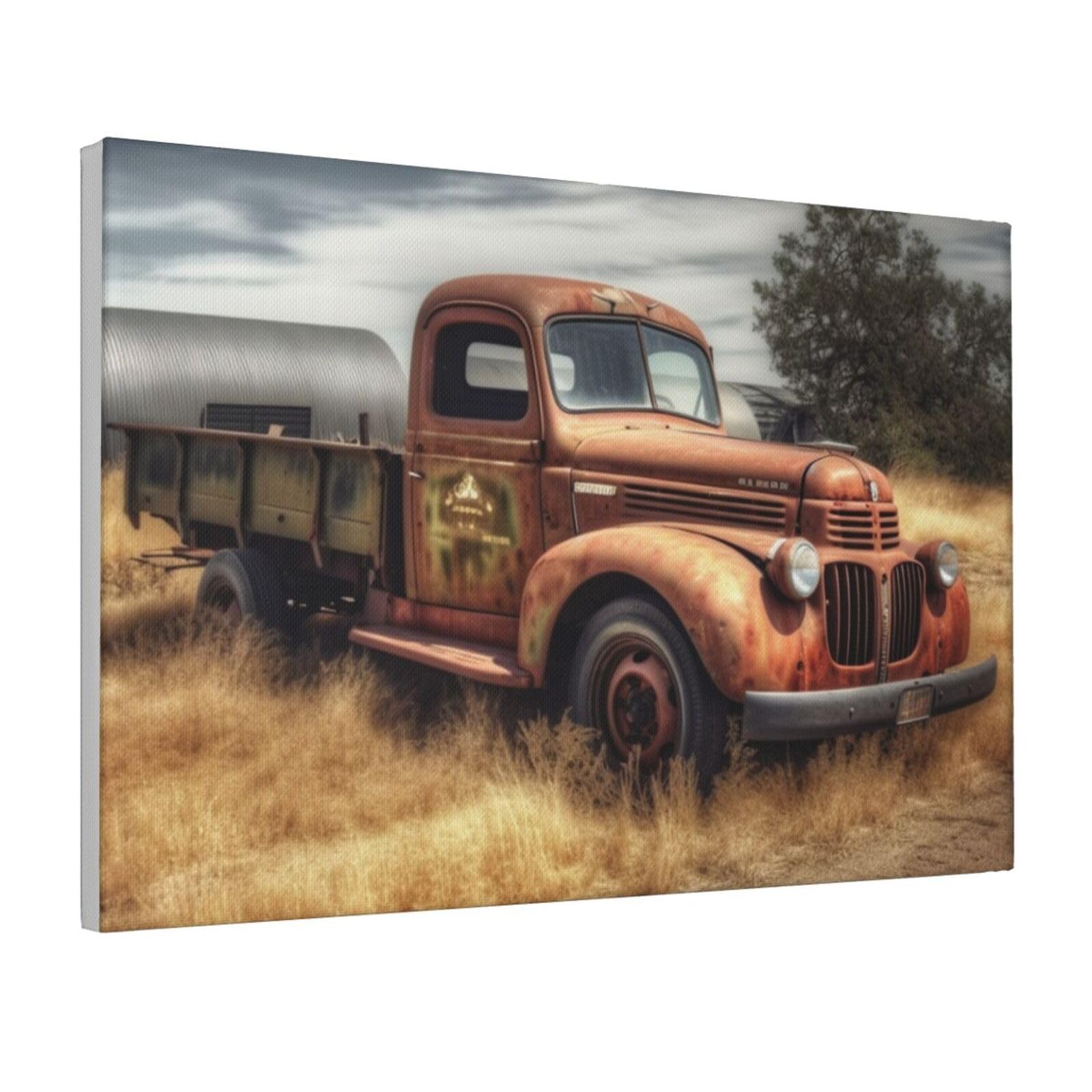 Framed Wall Art for Living Room Art Work, Old Truck Car Picture Prints Modern Office Wall Paintings Poster Aesthetic Wall Decorations for Home Decor Ready To Hang 16"x24"