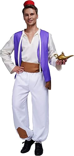 Maxim Party Supplies Disfraz de Fez marroquí árabe para hombre para adultos, incluye sombrero, camisa, chaleco, cinturón, pantalones