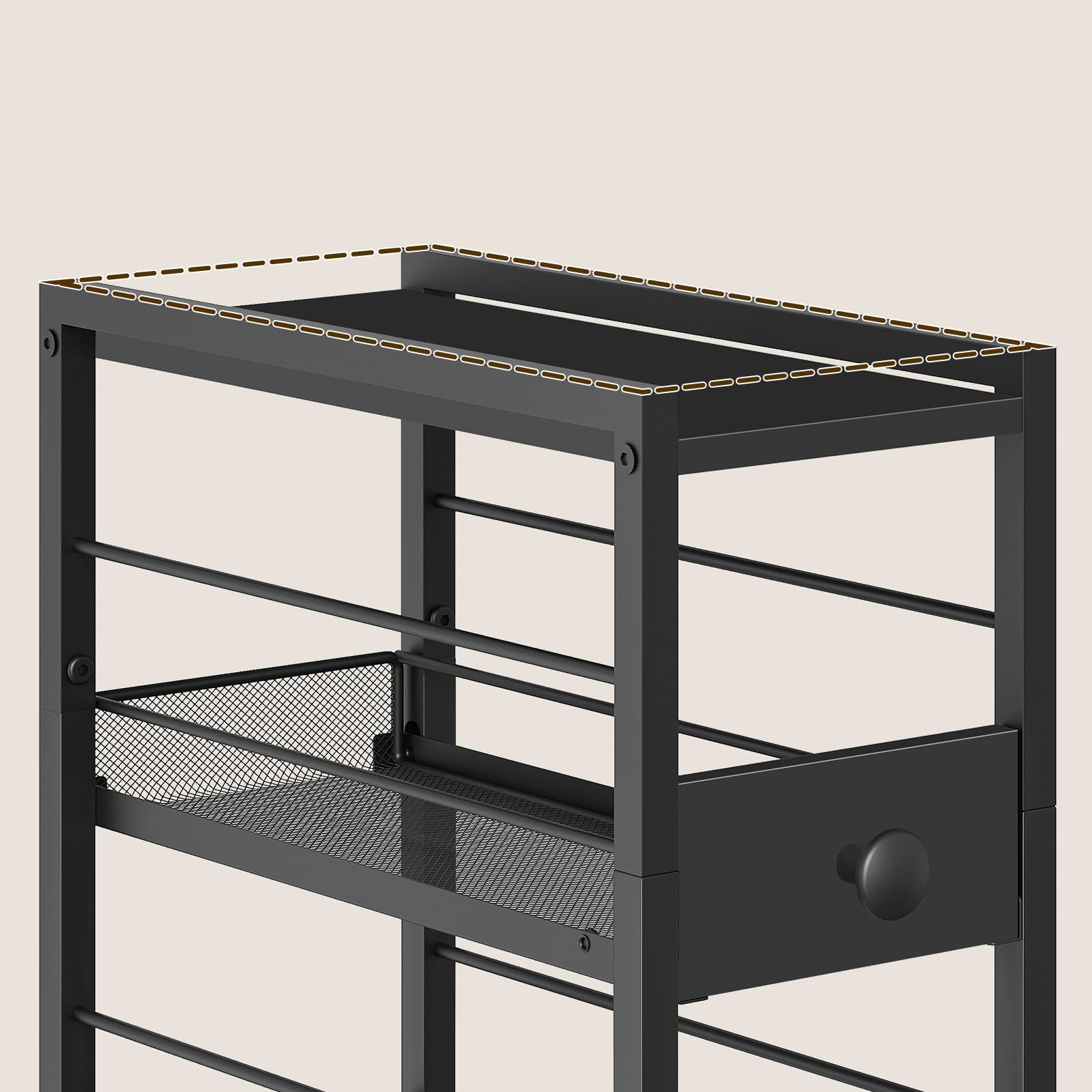 YATINEY Étagère à Épices à 3 Niveaux, Organisateur Étroit pour Plan de Travail de Cuisine avec 2 Tiroirs, Rangement Café avec Tiroirs Coulissants, pour Capsules de Café, XSR02BB