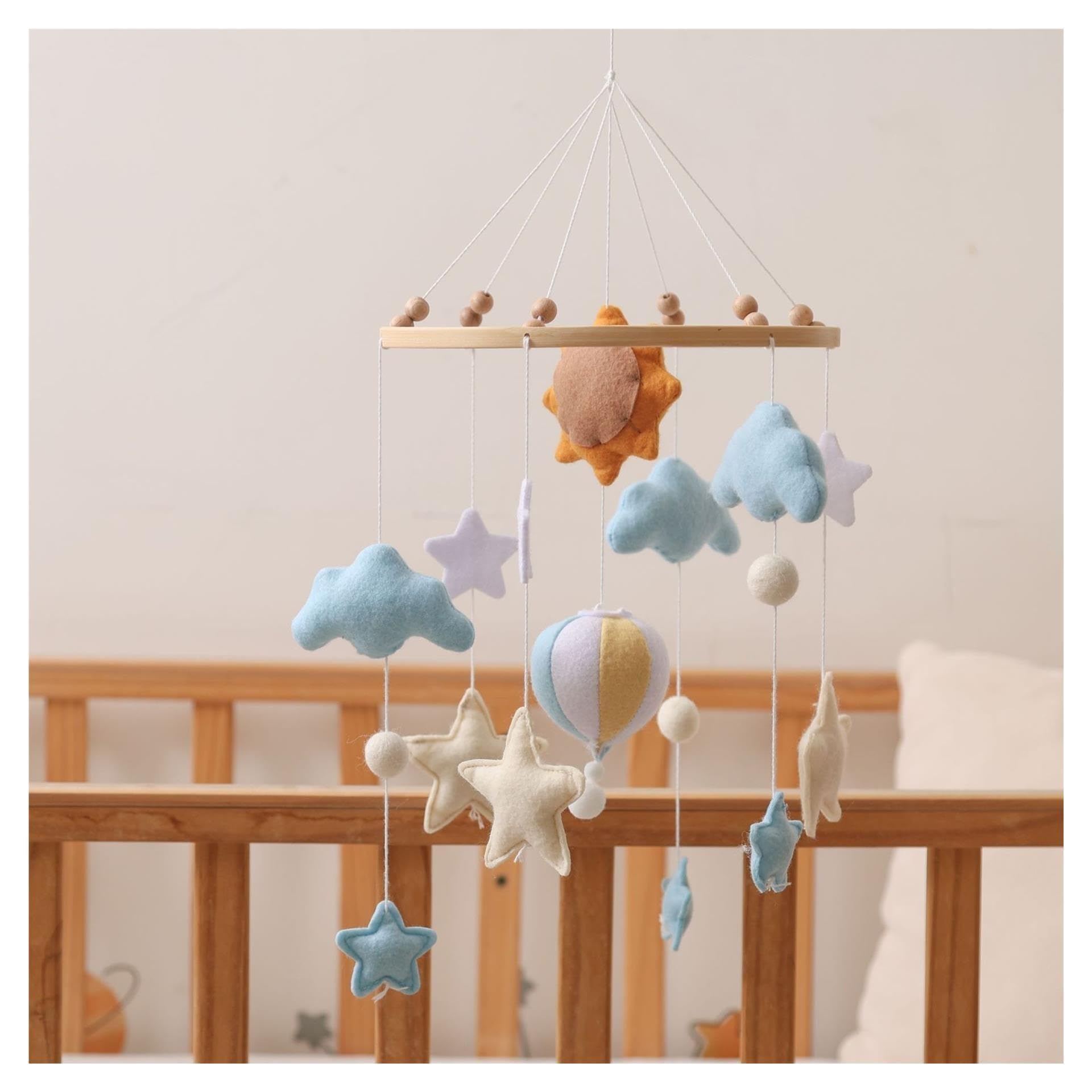 Giostrina for presepe nel bosco, ornamento for letto in mongolfiera con stella luna for la cameretta dei bambini