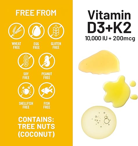 Miniatura 5 de NatureWise Vitamina D3 10,000 UI Plus K2 (MK-7) 200 mcg con aceite de coco orgánico extra virgen - Apoya la absorción de calcio, salud ósea, corazón