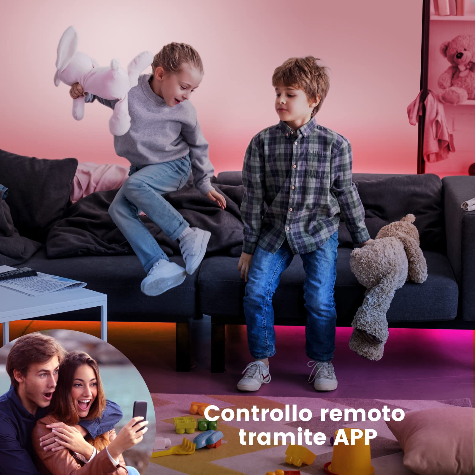 Beaeet Striscia Led 15 Metri, Led Striscia Comandabile Tramite app E telecomando,Strisce Led Sincronizzazione Musicale,per Decorazioni Casa, Bar, Festa