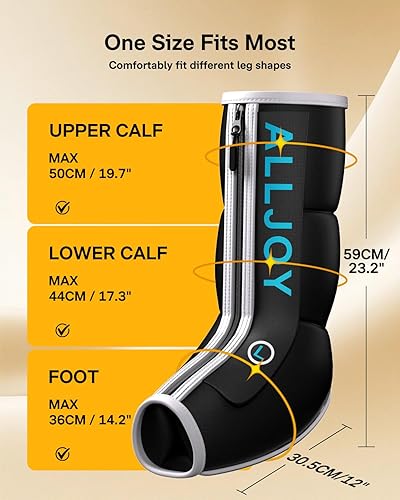 Miniatura 5 de ALLJOY Masajeador de piernas con calor y compresión, botas de masaje de compresión secuencial de piernas con 2 calor, 4 modos de 4 intensidades,