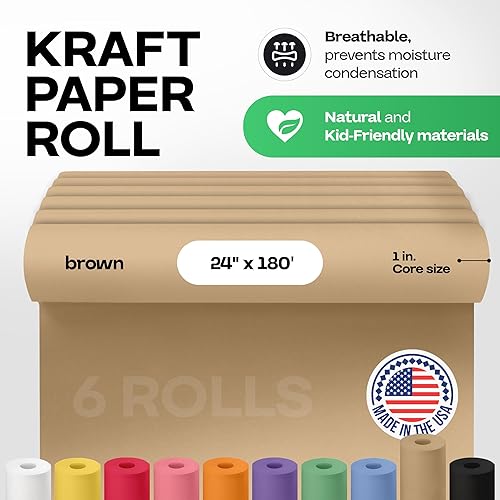 Vista 72 de Rollo de papel kraft marrón de 24 x 2160 pulgadas (180 pies), paquete de 4 – Papel de embalaje marrón hecho en Estados Unidos de 30 libras de grosor