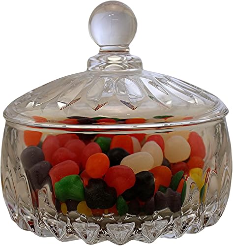 Dependable Industries Inc. - Recipiente redondo de cristal para dulces y azúcar con tapa, perfecto para dulces, azúcar y cubos, adición esencial de