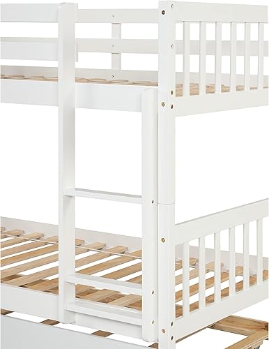 Miniatura 32 de Merax Literas individuales sobre individuales con nido, marco de cama nido de madera maciza con barandilla de seguridad y escalera, dormitorio de