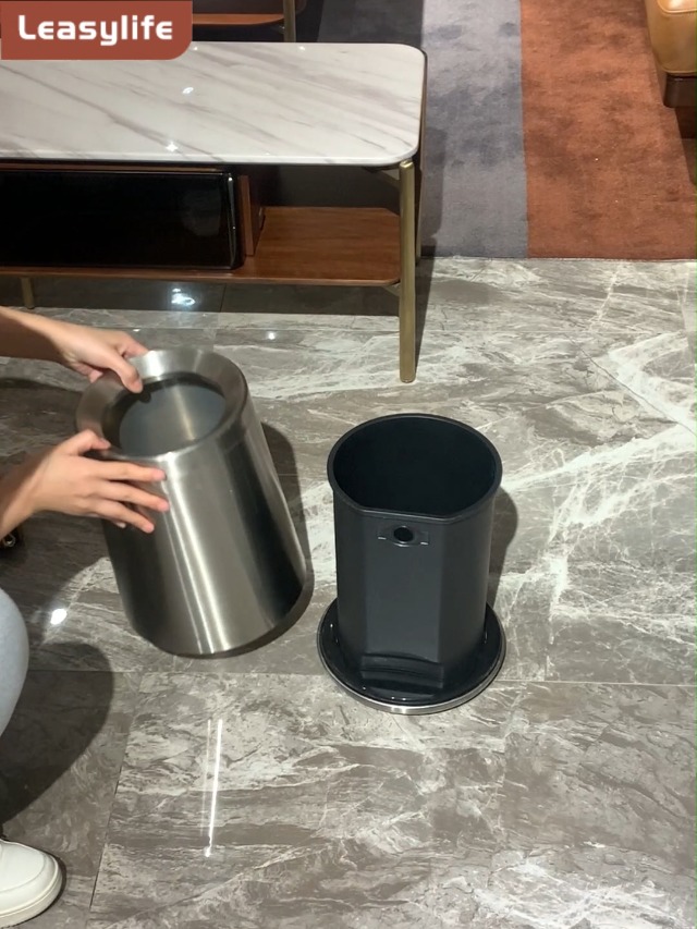 Image of 10L /2.6 Gallon Rose Gold Stainless Steel Trash Can,Brush Gold Bathroom Garbage Can,Open Top Trash can for Bathroom,Bedroom,Hotel,Kitchen,RV (Rose Gold)