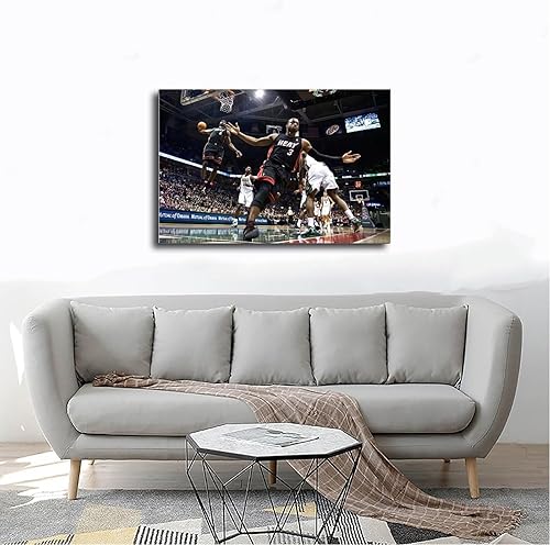 Miniatura 4 de Dwyane Wade - Póster de lienzo para paredes, impresiones artísticas firmadas, impresiones artísticas de baloncesto, estilo marco, 12 x 18 pulgadas