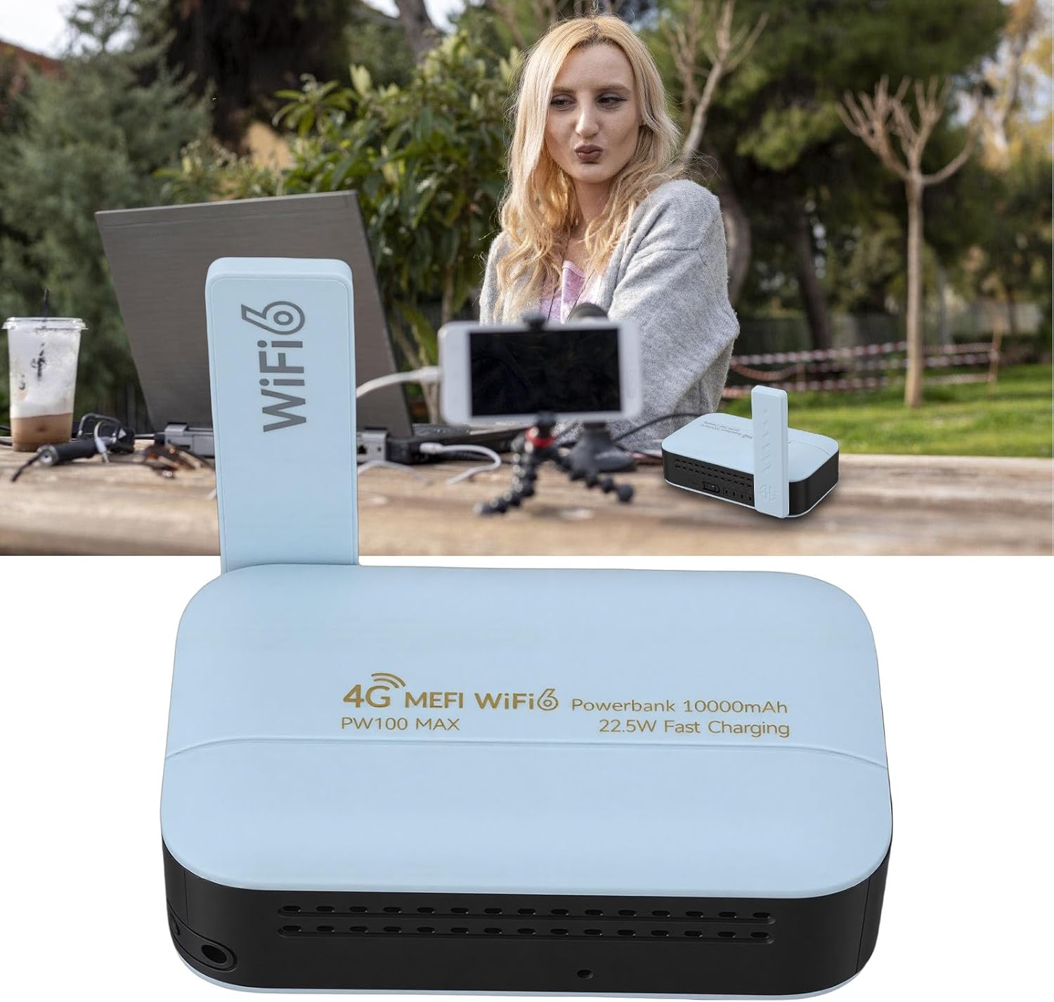 Portable Router, 4G LTE WiFi 6 Wireless Router with SIM Card Slot 10000mAh Power Bank for Travel Business Car RV Cruise, 300Mbps High Speed VPN Support