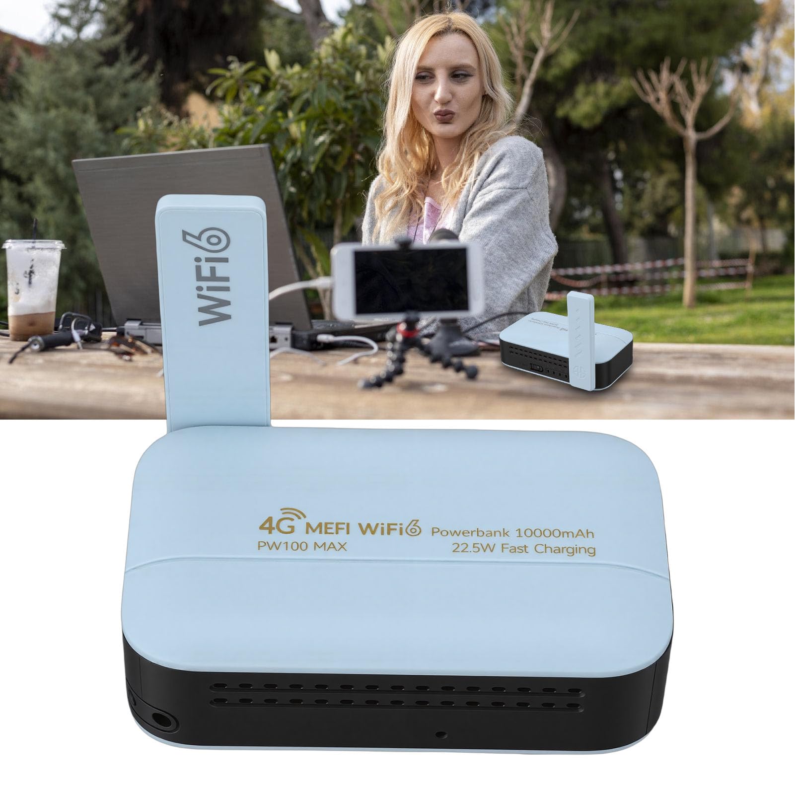 HEEPDD Hotspot Mobile 4G LTE, con Slot per Scheda SIM | Batteria da 10000 MAh, 16 Utenti, velocità 300 Mbps, Ricarica Rapida di Tipo C, Dissipazione del Calore, Banda Globale