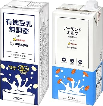 Marsan Organic Soy Milk, 6.8 fl oz 200 ml x 24 Bottles + Almond Milk, No Sugar, 33.8 fl oz 1 L x 6 Bottles