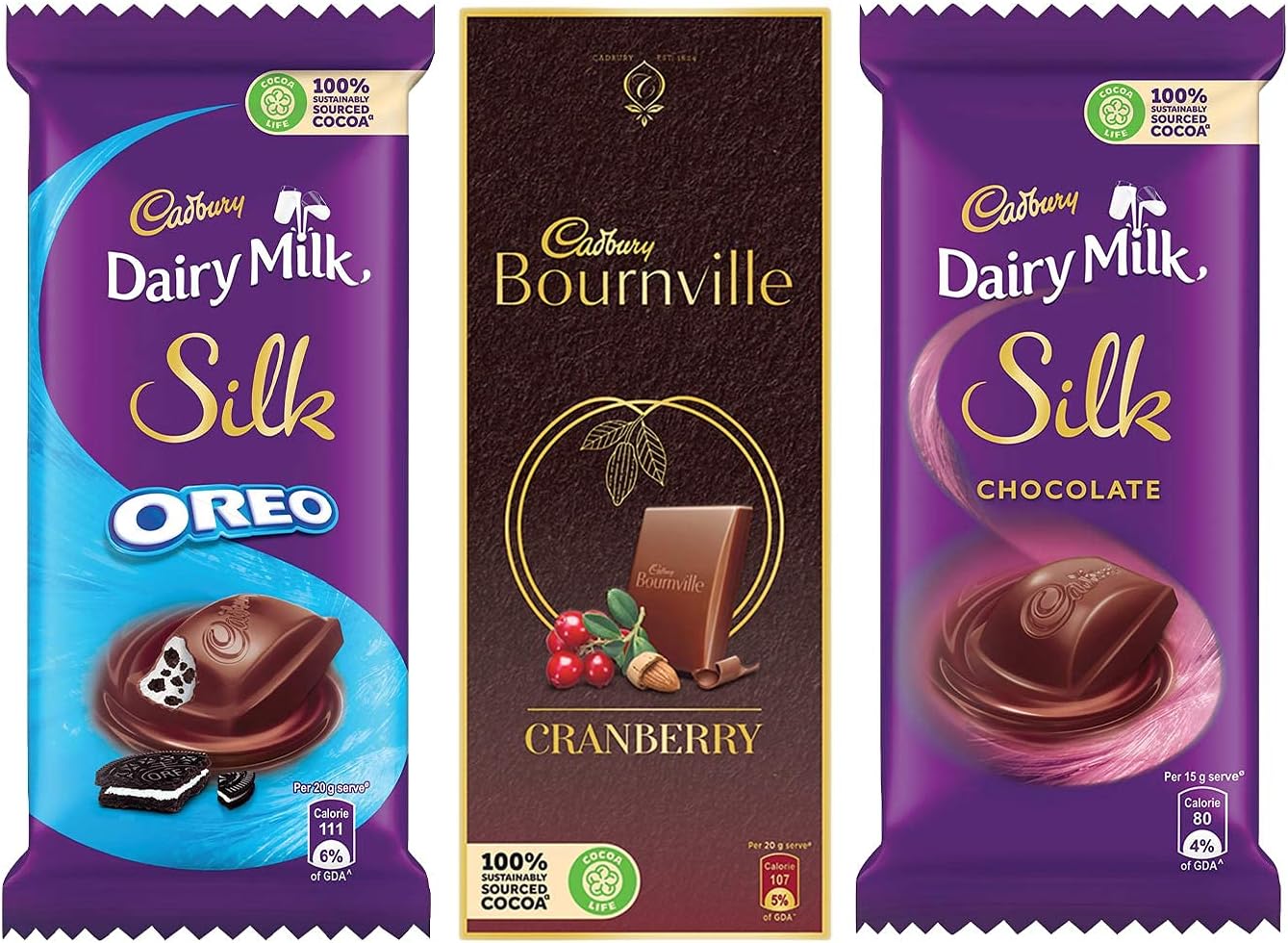 Chocolates Combo (2 x Silk Plain 60g, 2 x Silk Oreo 60g and 2 x bournville Cranberry 80g)