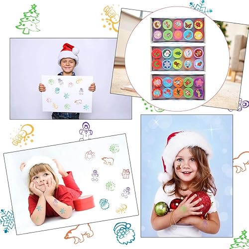 Miniatura 6 de EXCEART 30 sellos de Navidad de plástico, Papá Noel, muñeco de nieve, animales marinos, autotinta, sellos navideños de regalo estacionario para