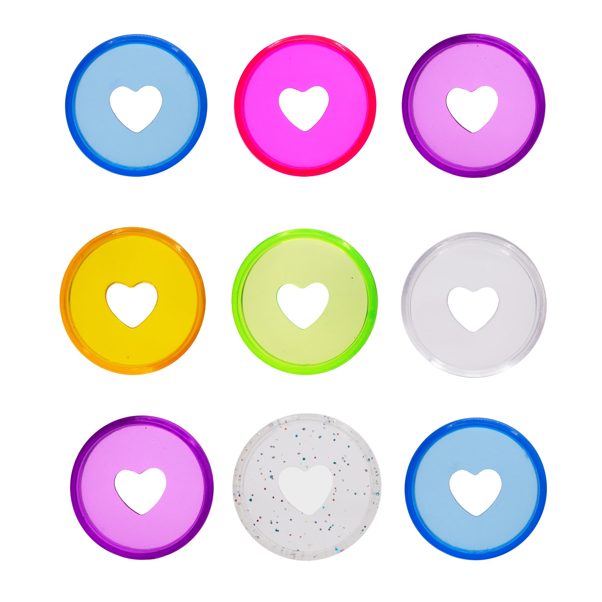 ITSYHPRO 100pcs Expansion Binder Rings Disc Plastic Discbound Discs Planner Discbound Notebook Accessories(Transparent Mixed Heart,1.1inch/28mm 100pcs