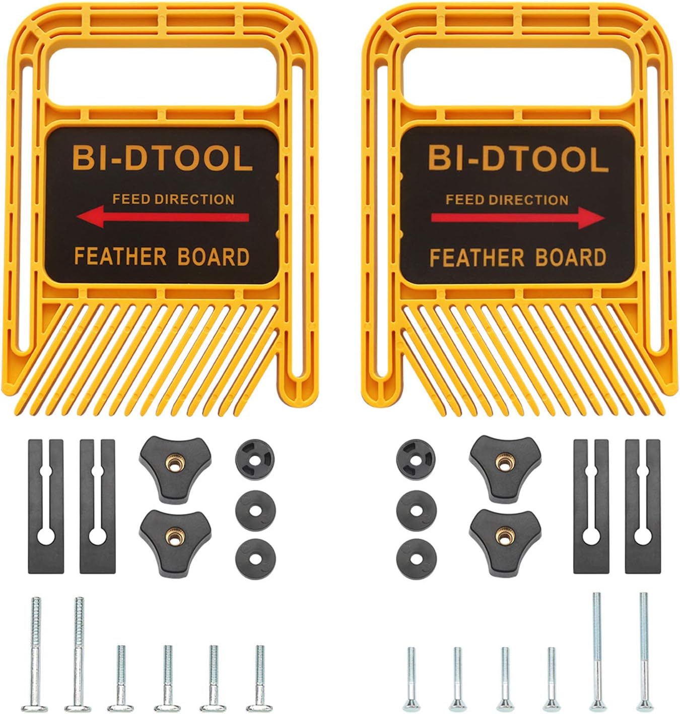BI-DTOOL Featherboards, Adjustable Woodworking Safety Device Feather-Loc for Table Saws Band Saws Router Tables Fences Woodworking Tools, 6.3 Inch Extended Table Saw Featherboard Pack of 2