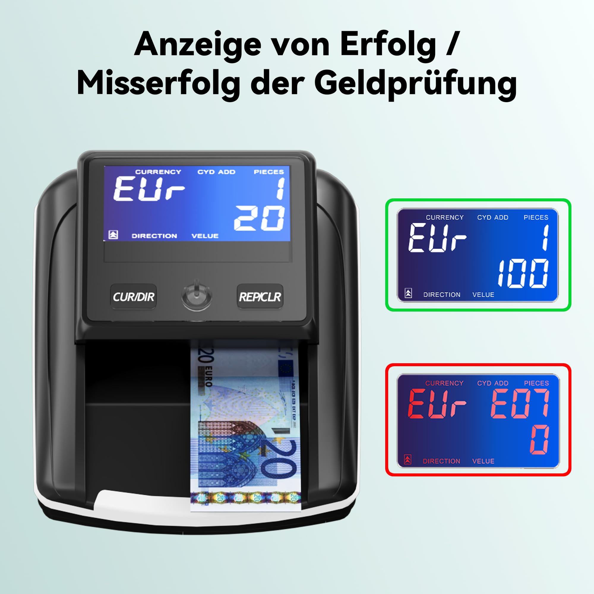STANEW Banknotenprüfer & Geldzähler 2in1, Kompakt, Euro/Pfund/Dollar
