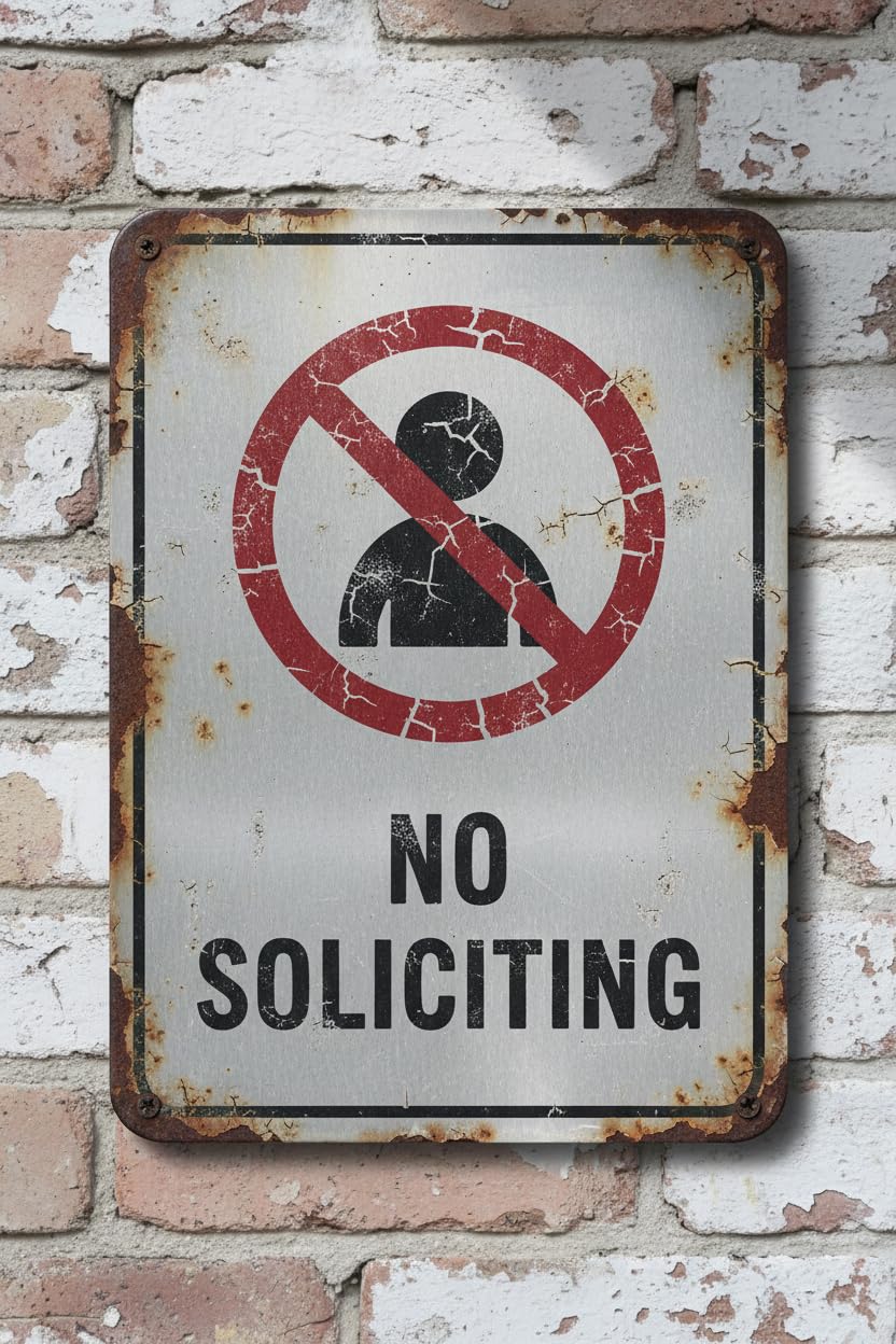Wall Decor No Soliciting - Building/office Metal Sign 8x12Inch Clear Signage For S, Fences Vintage Signs Aluminum Plates Printed