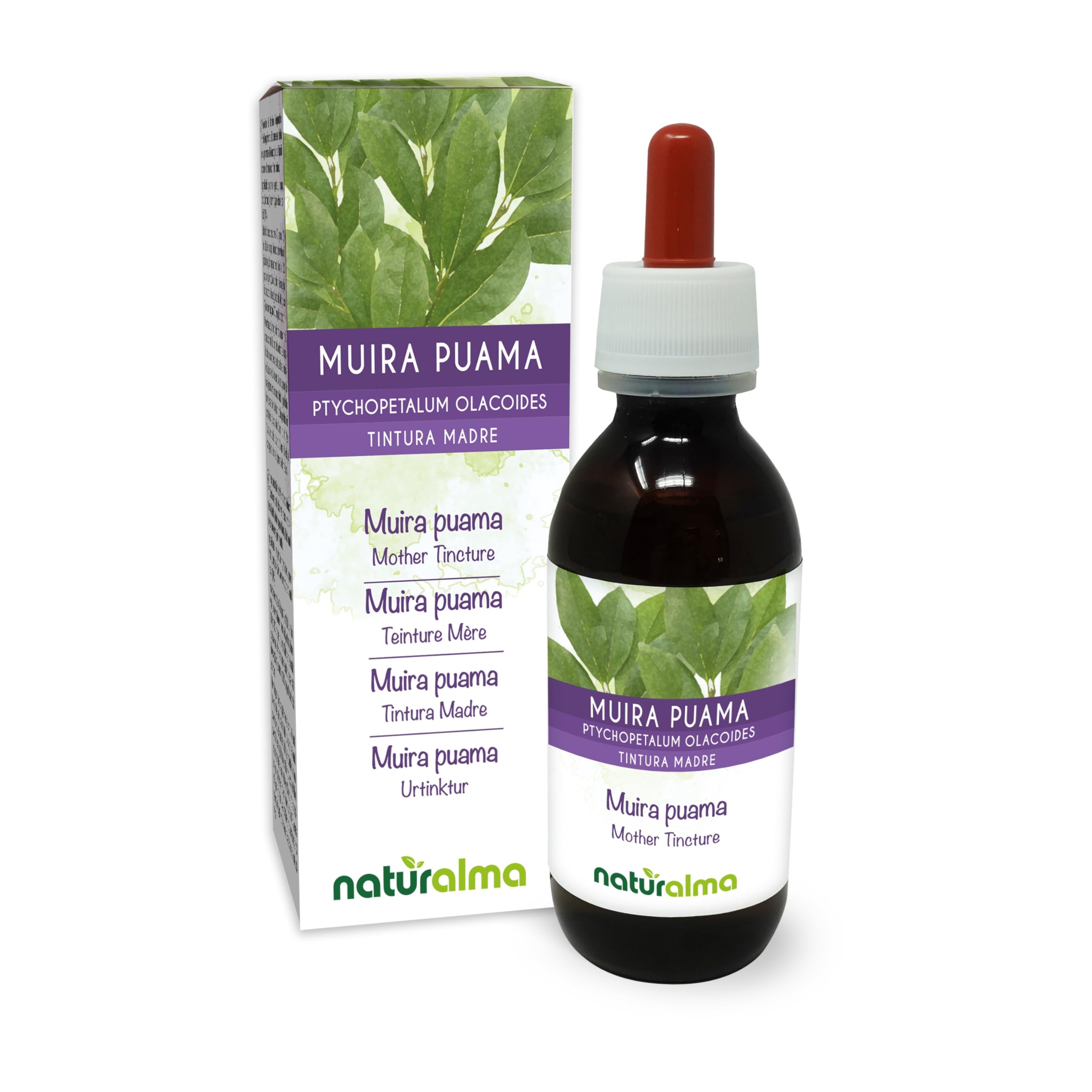 Muira puama (Ptychopetalum olacoides) cortecce Tintura Madre analcoolica Naturalma - Estratto liquido gocce 120 ml - Integratore alimentare - Vegano
