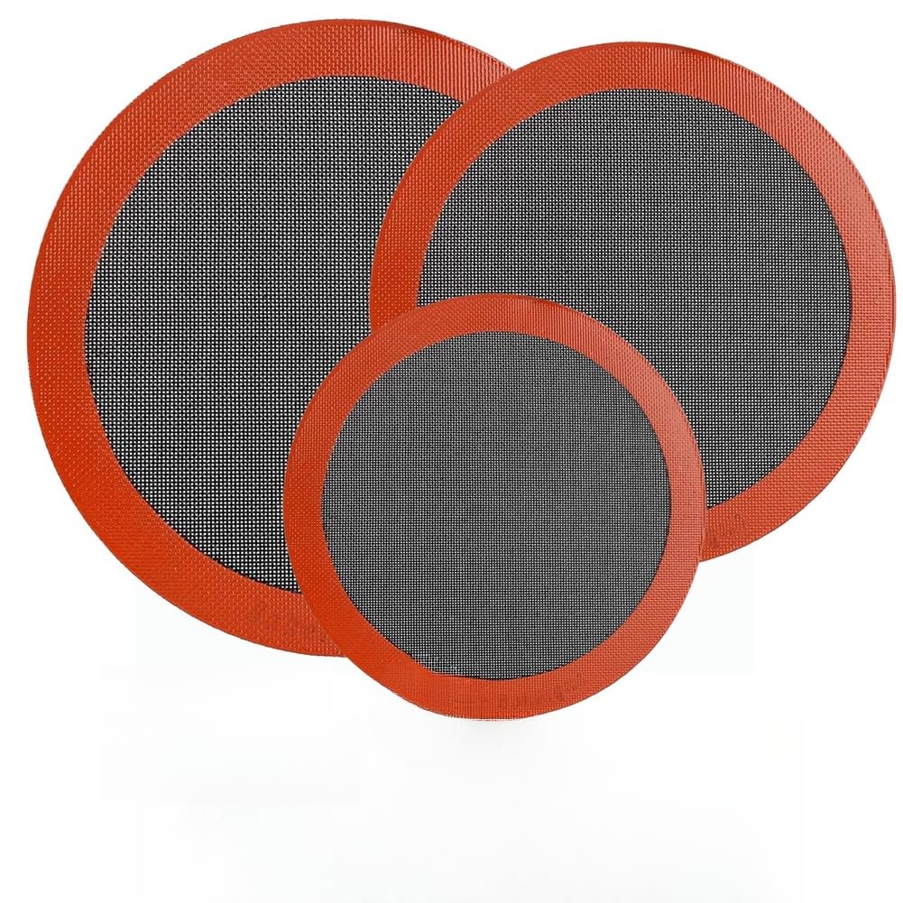 ZYWUOY Silikon-Backmatten-Set, perforiert, antihaftbeschichtet, hitzebeständig, für Ofen, Luftfritteuse, Mikrowelle, 3er-Pack, runde Matten in verschiedenen Größen