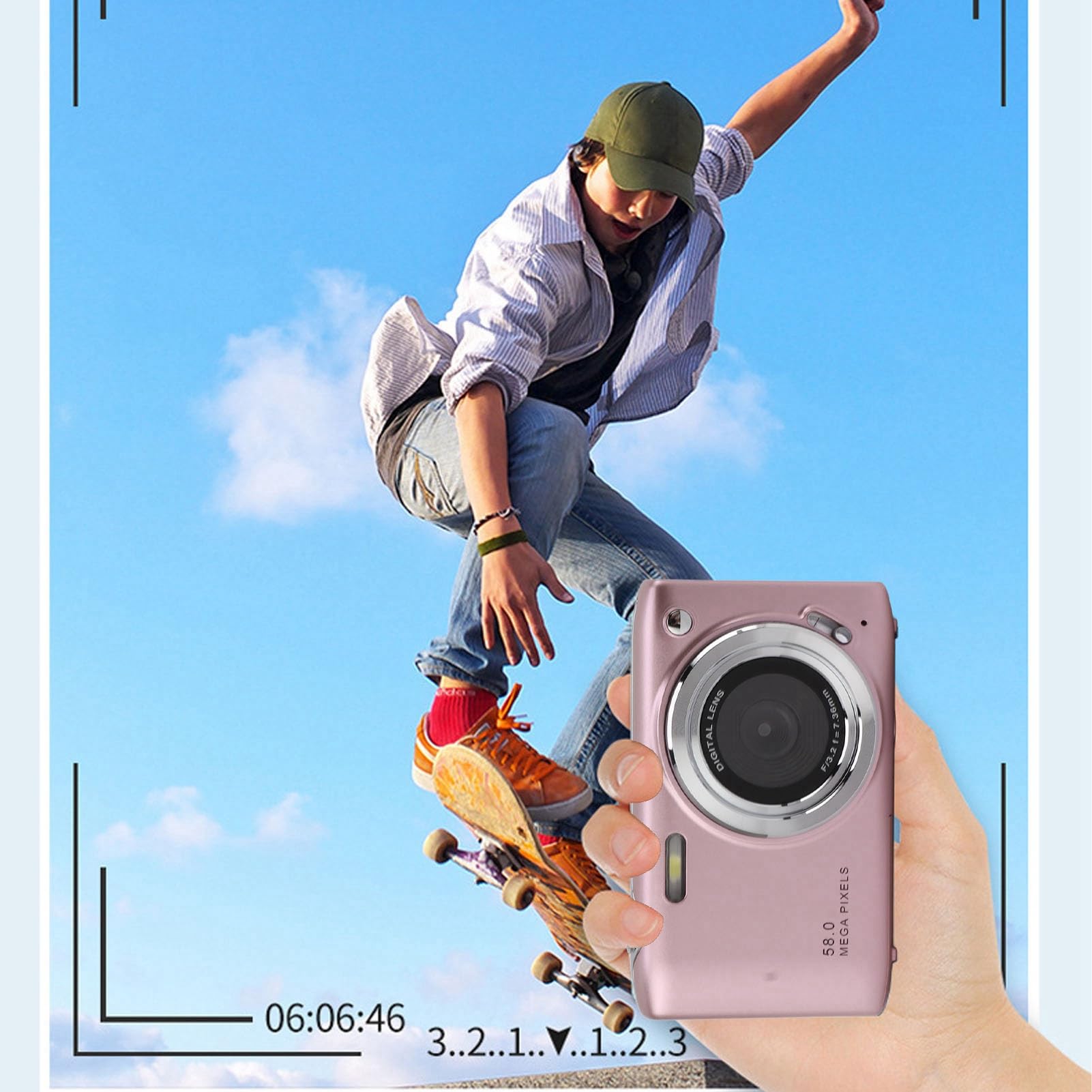 Piccola Fotocamera per Adolescenti, Esposizione Automatica, Schermo IPS da 2,88, 58 MP, Fotocamera Digitale 4K per Viaggi (PINK)