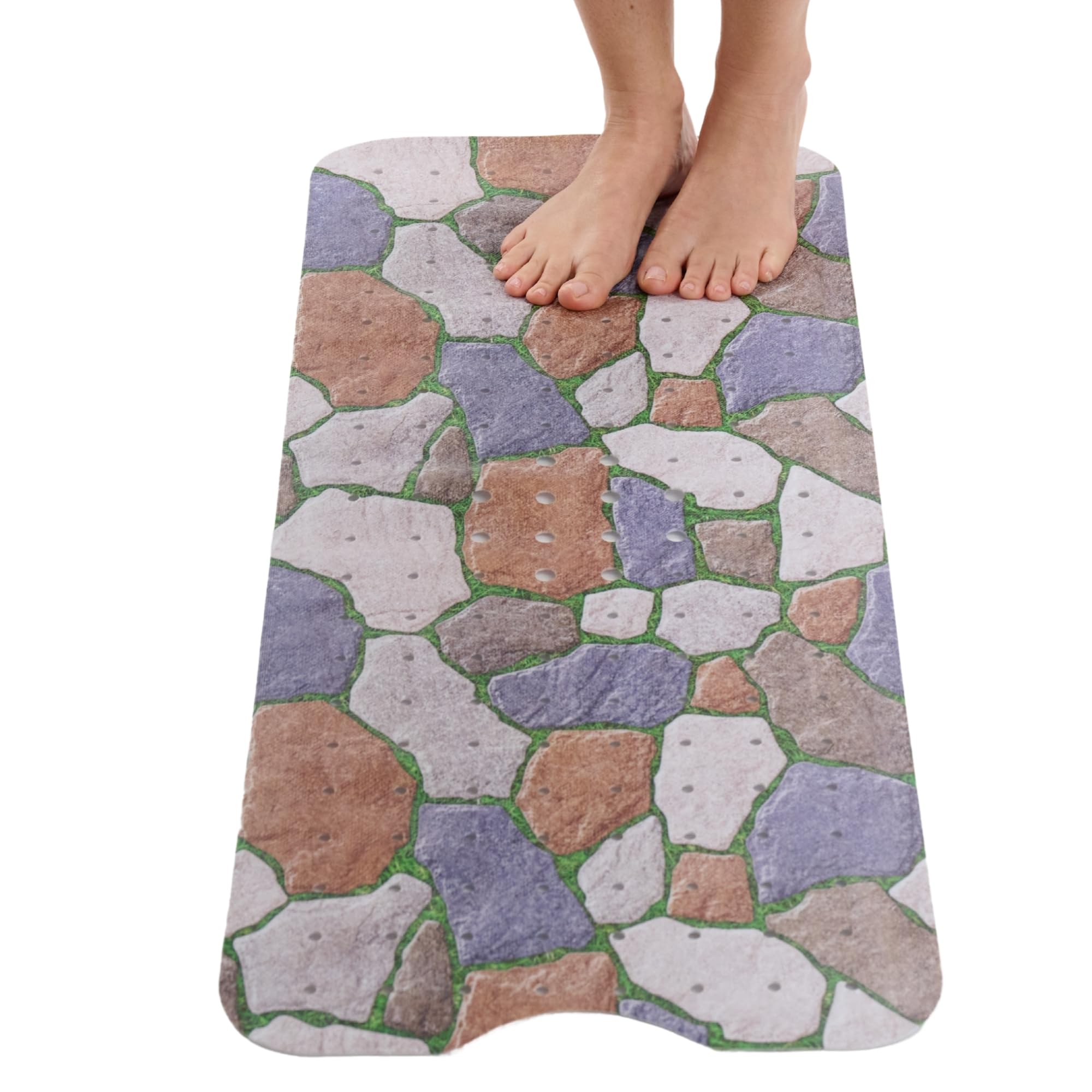 ENKOSI Non-Slip Bath Mat and Shower Mat 40x16 Extra Long, Stone Path