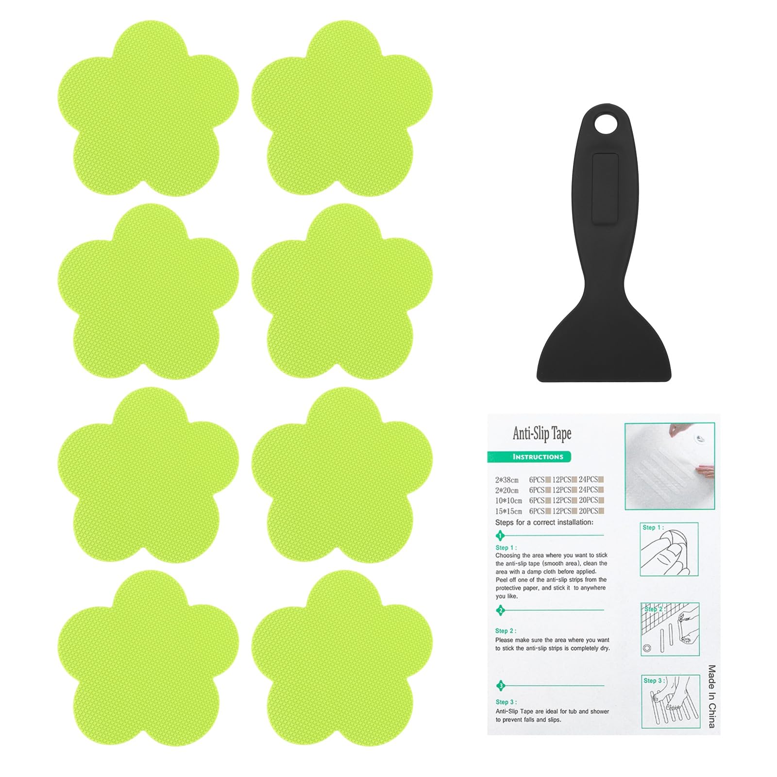 Photo 1 of PATIKIL Bathtub Non Slip Stickers 3.4 x 3.4 Inch, 6 Pack Star Safety Shower Floor Anti Slip Stickers with Adhesive Decals Scraper for Bath Tub Shower Floor Stair, Green