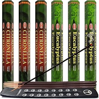Citronella & Eucalyptus Incense Sticks & Holder Bundle Variety Pack from Hem ...