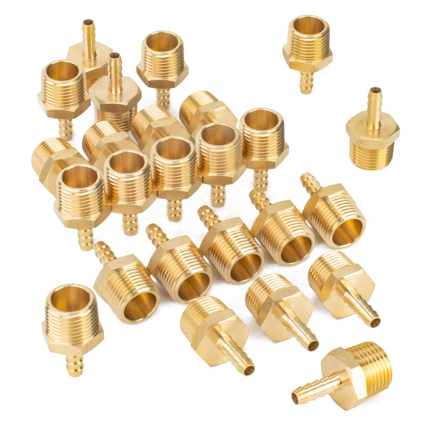 Ltwfitting Men's Pack Of 25 Brass 1/2-Inch Bspt X 6Mm Hose Barb Coupler Adapter Fitting For Vehicle Fuel System, Hvac System (Pack Of 25)