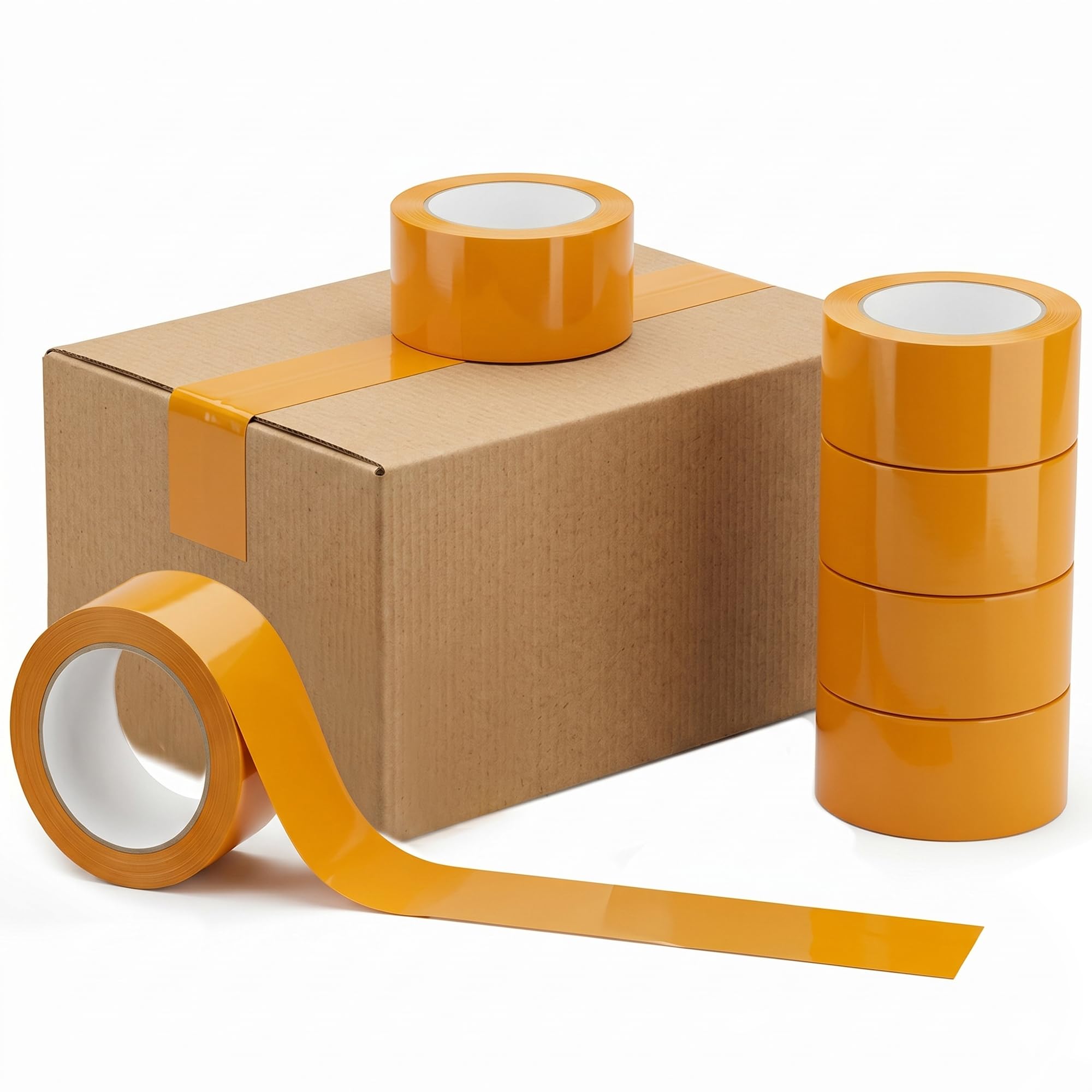 Venuscello® 12 x Parcel Packaging Tape Orange Strong Adhesive Coloured Carton Sealing Tape 48mm x 66m for Packing Shipping Moving Storage Warehouse Office Use — image 1