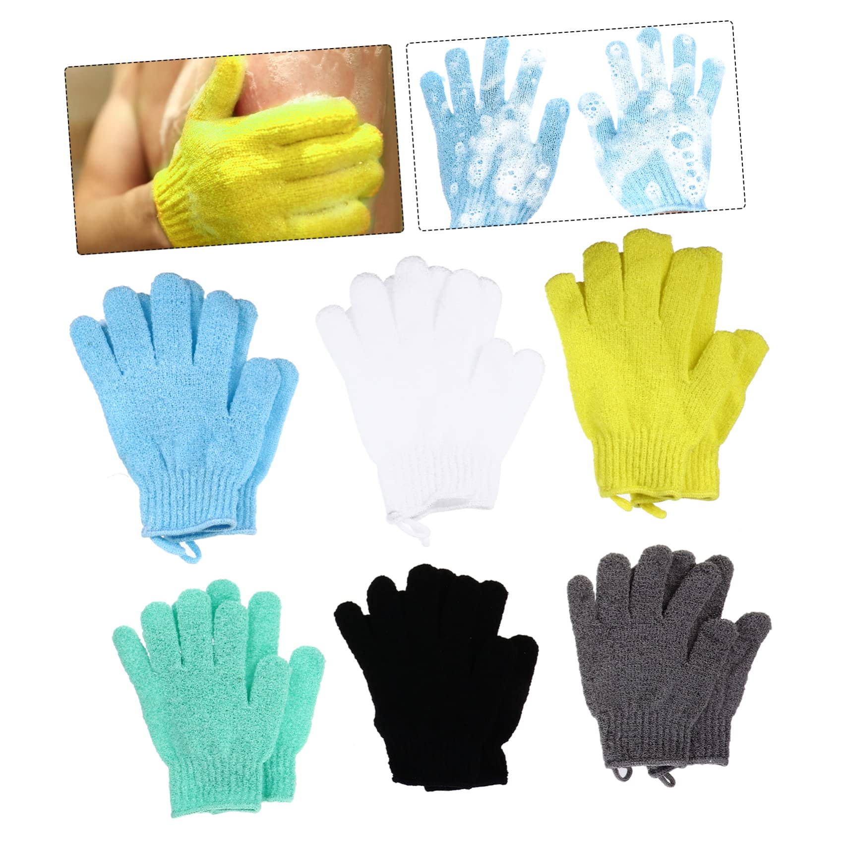 PACKOVE 12Pcs Exfoliating Body Scrubber Gloves Durable Polyester Skin Care Shower Cleaning Gloves for Deep Exfoliation for Neck Shoulders and Feet Care