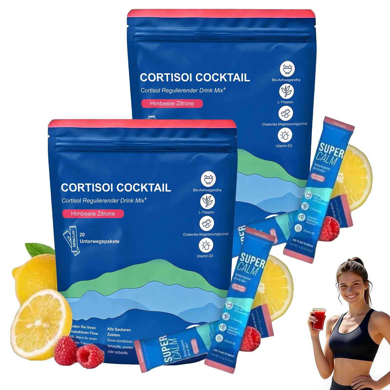 Jello Cortisol Cocktail,40 Stück Jello Cortisol Cocktail Pulver,Cortisols Senken Pulver zum Abnehmen,Entspannt Bleiben,für Damen Herren