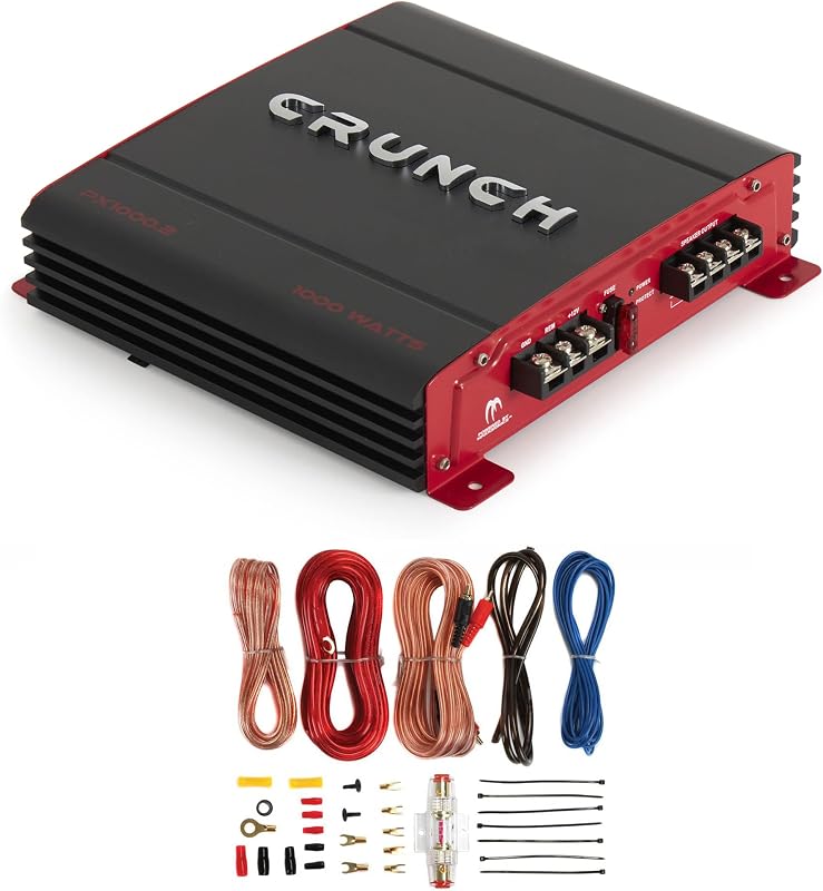 Crunch PX-1000.2 2 Channel 1000 Watt Amp A/B Car Stereo Amplifier + Wiring Kit