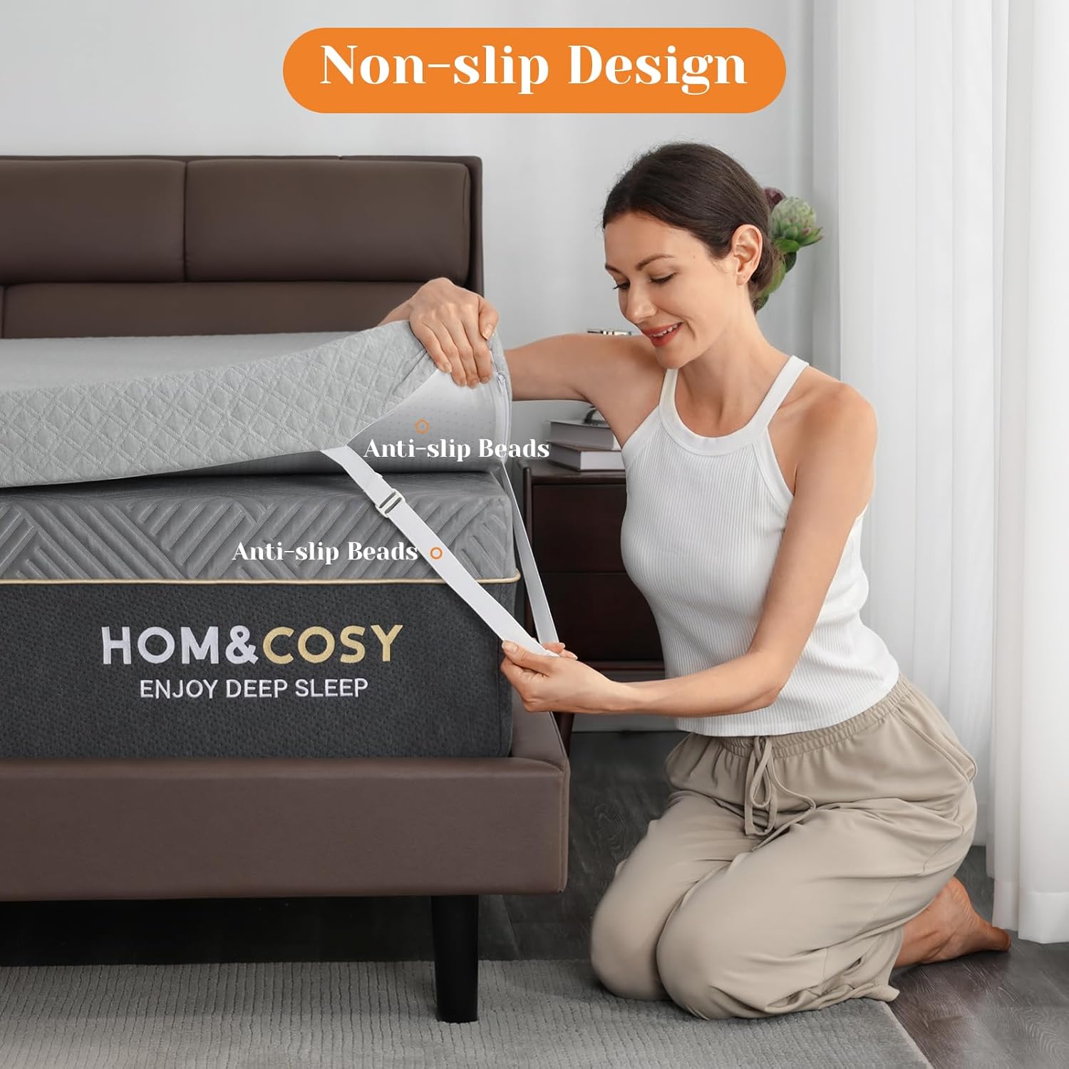 Extra Firm Mattress Topper Queen, 4 Inch High-Density Firm Mattress Pad for Back Pain Relief, Bed Topper with Removable Cover, No Smell, No Slip, CertiPUR-US Certified, 79" x 59" - Image 7