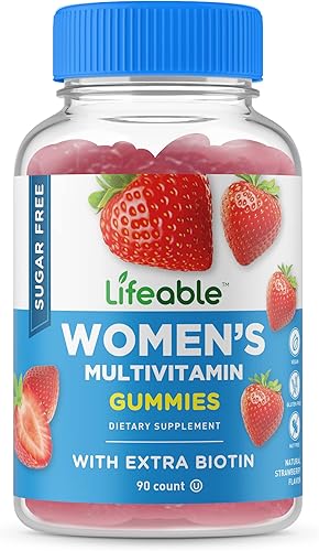 Lifeable Multivitamínico sin azúcar para mujeres, vegano de gran sabor, con vitamina A, C, D, E, B1, B2, niacina, B5, B6, folato, B12, biotina,
