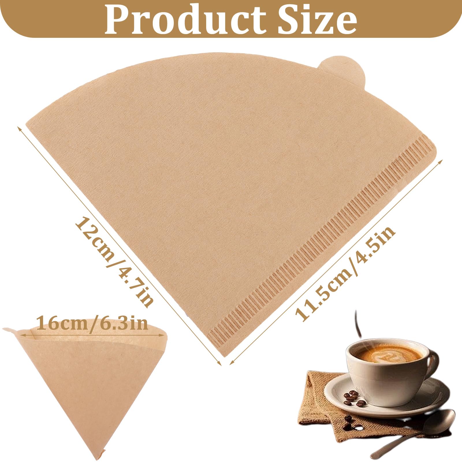 ASelected 200Pcs Coffee Filters Papers Compatible with Size 02 Unbleached Cone Paper Filters for Pour Over and Drip Coffee Maker (1-4 Cups) - Image 3