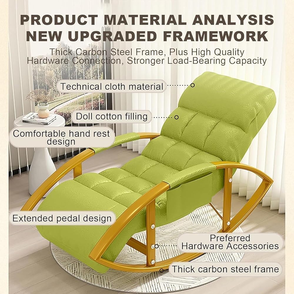 Genérico Conjunto de sillones reclinables Ajustables extragrandes para Patio con reposapiés - Cómoda Mecedora Color Blanco Roto para Sala de Estar y Exteriores, Elegantes Patas Doradas, Asiento perfe